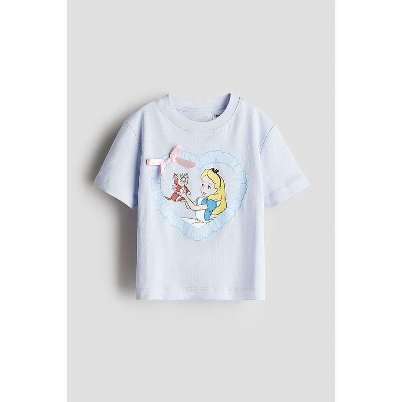 

[Серия Disney] HM Детская одежда Футболка для девочки 2025 Осень Новое поступление Алиса Мультяшная с коротким рукавом 1271597 Light blue/Alice in Wonderland 150/76((10-12Y))