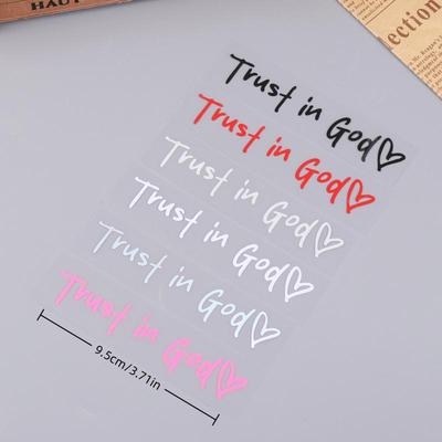 Trust In God Heart Car Rear View Mirror Sticker Decal Faith Bible Verse Christian Church Auto Vehicle Bumper Decor