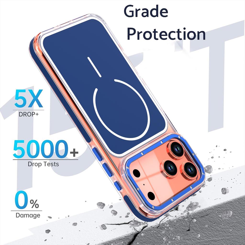 Luxury Two Tone Border Clear Strong Magnetic Phone Case for 17 Air 16 15 14 Plus 13 12 17 Pro Max 16e For Magsafe Cover