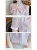 2025 Summer New Korean Style V-Neck Bow Lace Chiffon Shirt - Pink Sweet Short-Sleeved Top
