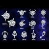Wei Hua Retro Zodiac Silver-Plated Zircon Stud Earrings for Women
