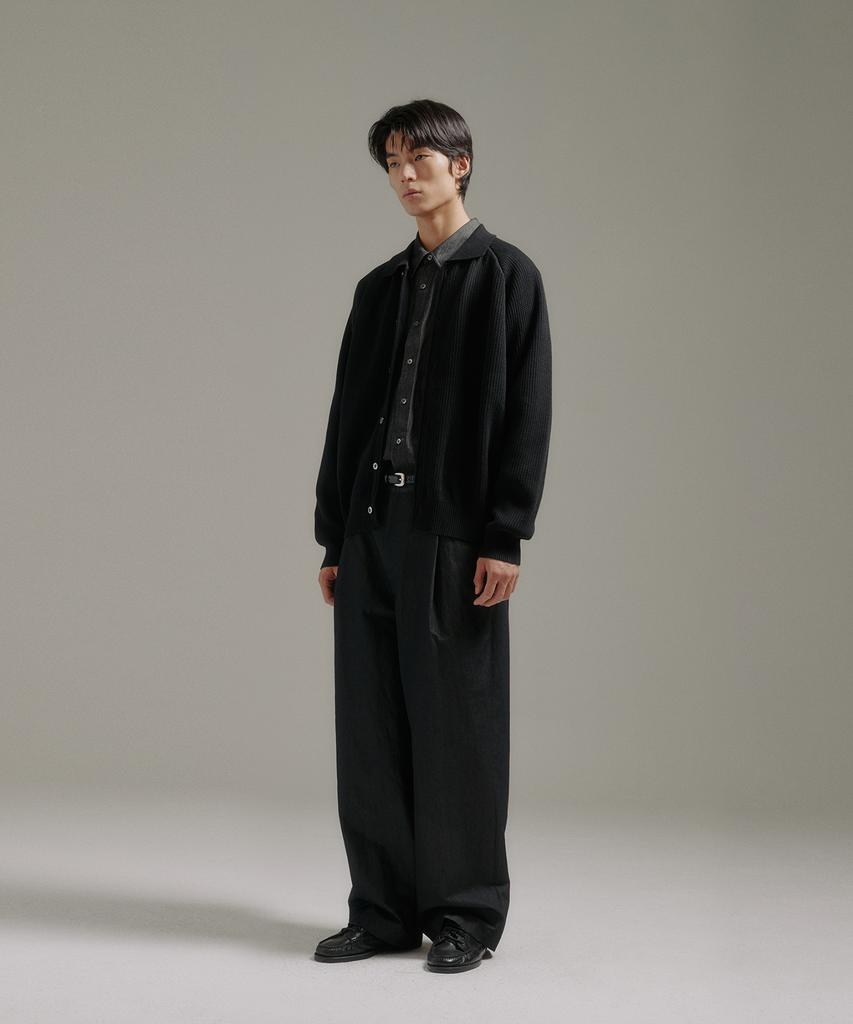 Blankroom Raglan Collar Cardigan_Black