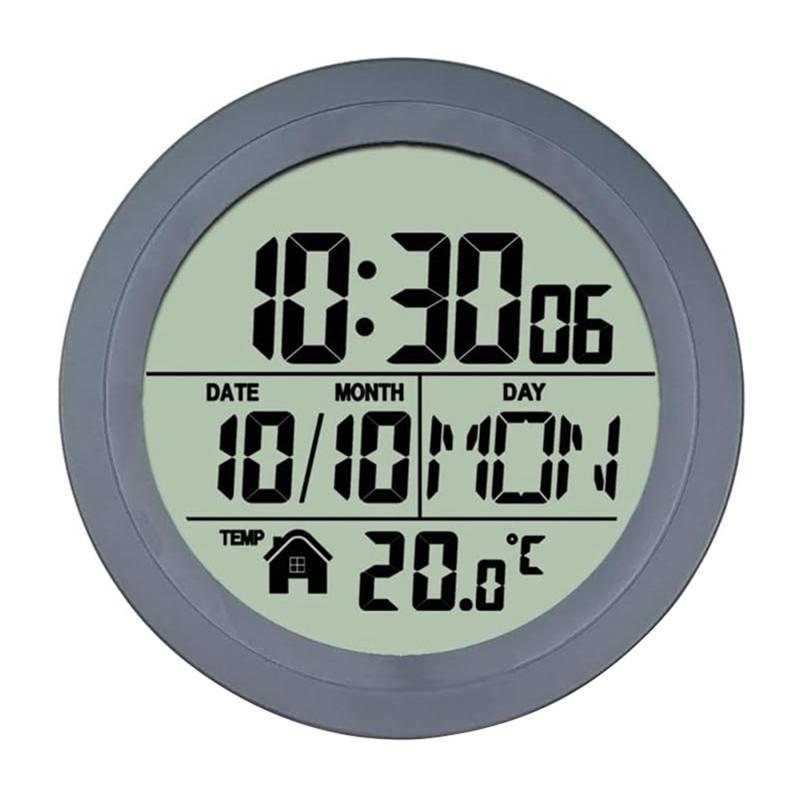 

Waterproof Digital Shower Clock with Temperature Grey Suction Cup Bathroom Timer, No Punching LCD Wall Mounted Clock for Kitchen серый