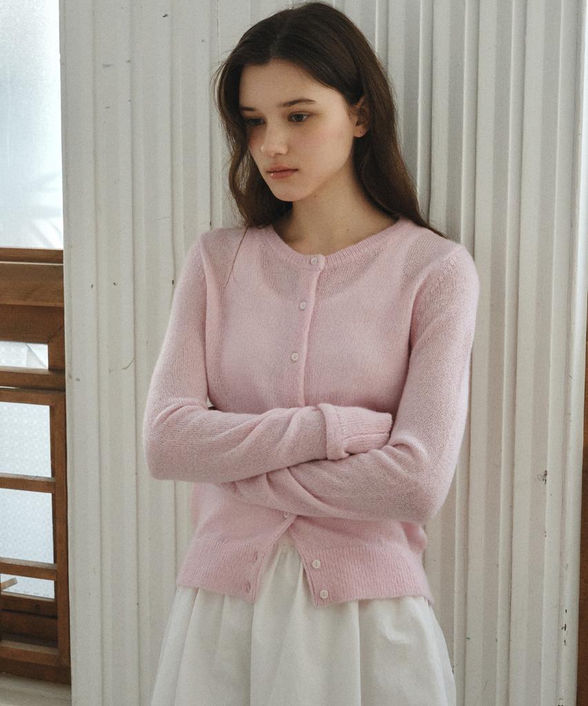 Wednesdayoasisforwomen Momo Hairy Round Cardigan_Soft Pink(Wc26Kn40)