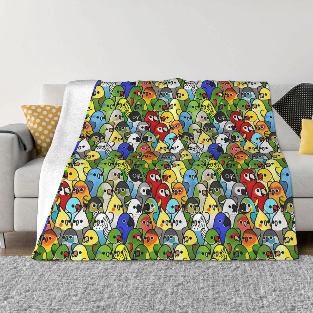Parrot Bird Blanket Flannel Decoration Too Many Squad Portable Home Bedspread 75x90cm чёрный