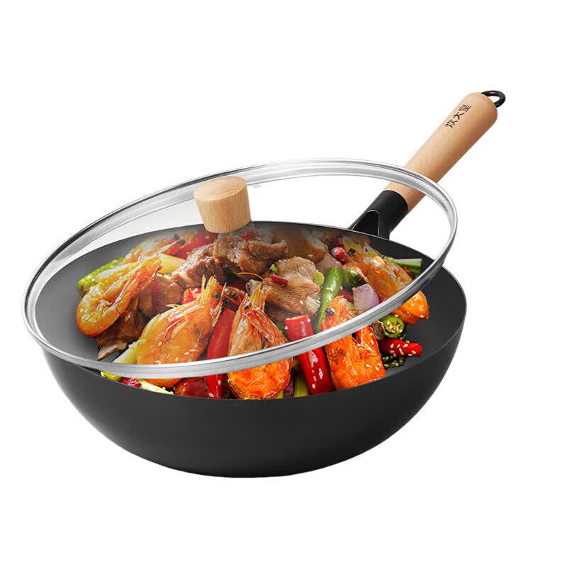 COOKER KING 32cm Non-Coated Refined Iron Wok