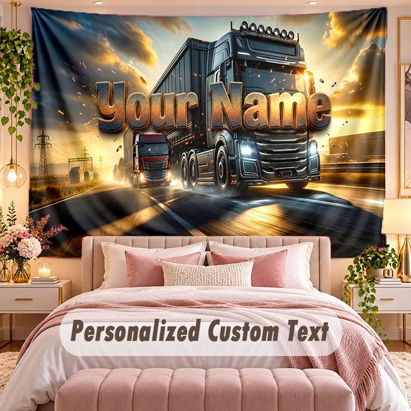 Car Racing (153) Theme Wall Tapestry Customized With Name Text Personalized Hanging Tapestry For Bedroom Living Room Decor