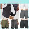 Herren Tarnung Lauf-Doppellagige Dehnbare Schnelltrocknende Fitnessshorts Mit Sicherer Handytasche
