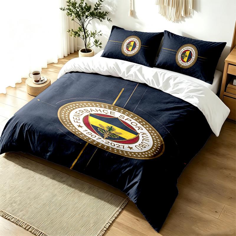 Fenerbahce 3pc Duvet Cover Set Simple Modern Bedding Set Wrinkle Resistant Soft Fabric All Season Use a perfect gift