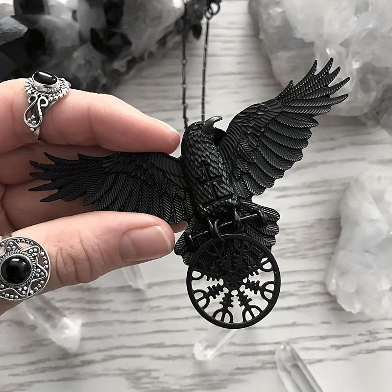 Retro European and American Gothic Black Crow Pendant Women s Necklace Dark Symbol Necklace 60CM