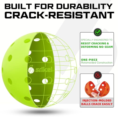 Srikel Outdoor Pickleball - USAPA Approved, Seamless Rotomold Design for Durability, 4-Pack Greens, 40 Holes of Crack-Resistant Pickleball for