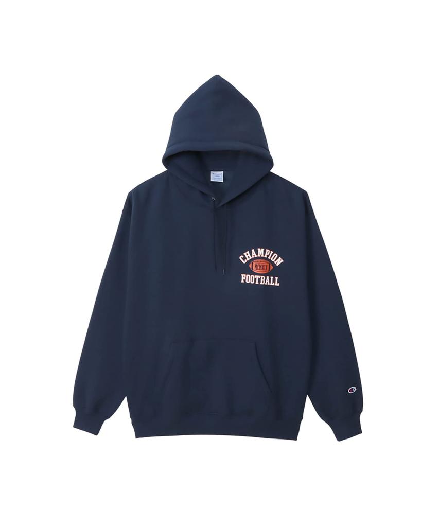 Champion COTTON USA Loose Fit Long Sleeve Hoodie with Graphic Logo Action Size Navy Men's Print, Style, M, (C3-Y105)