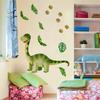 Cartoon Dinosaur Green Leaves Wall Sticker Kids Room Bedroom Wall Decoration Cute Self-Adhesive Wall Art