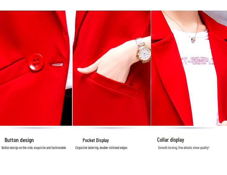 Women's Slim Fit Double-Breasted Vest with Shoulder Pads - Mid-Length, Sleeveless, Red or Black, Korean Style, for Spring and Autumn