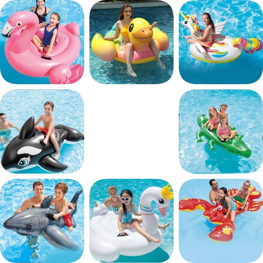 Intex Pvc Inflatable Ride-on Animal Swim Floats For Kids And Adults With Fun Designs