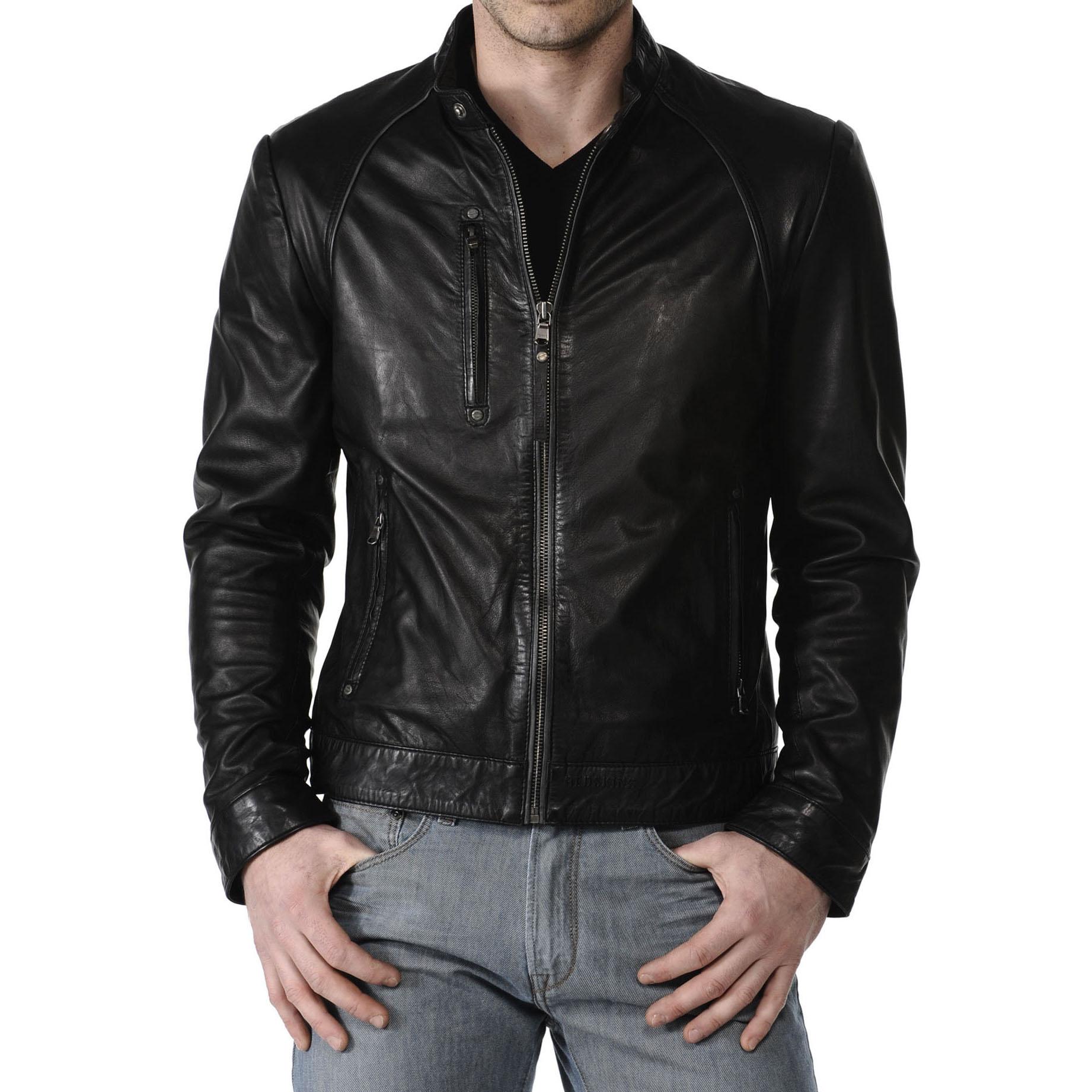 

SkinOutfit Men s Genuine Lambskin Black Leather Jacket Stylish Motorcycle Bomber Biker Outerwear MJ 179 XL