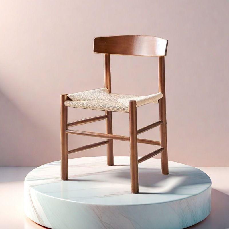 Wooden Dining Chair Retro Straw Rope Weaving Chairs Creative Portable Interior Furniture Dining Chair Simple Art Design Chairs