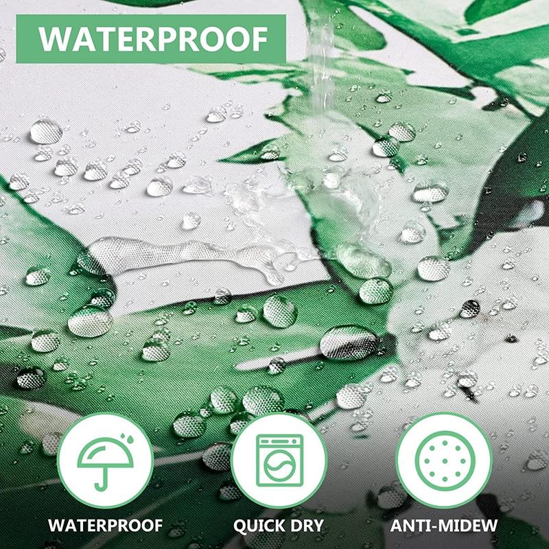 Emerald Green Eucalyptus Shower Curtain Fabric, Watercolor Plant Leaves with Floral Bathroom Shower Curtain Set with Hooks