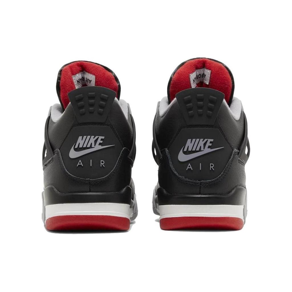 Air Jordan 4 Retro GS Bred Reimagined Kids Sneakers Black Fire-Red Cement-Grey FQ8213-006