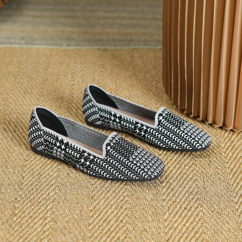 Square head flat sole single shoes women's new non-slip lazy shoes one pedal Doudou shoes