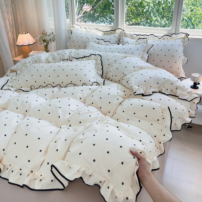 Korean Princess Cloud-like Crinkled Gauze Lace Cotton Bedding Set