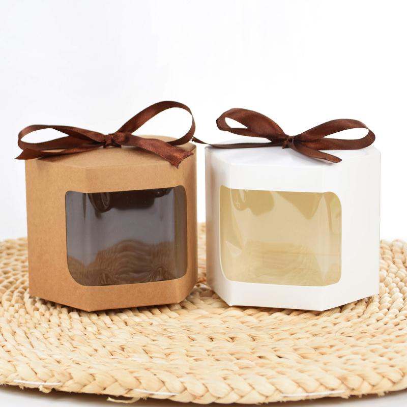 5/10 Stück Kraftpapier Geschenkbox mit Fenster Süßigkeiten Kuchen Schokolade Verpackungsboxen Hochzeitsgeschenke Geburtstagsfeierzubehör Weihnachten