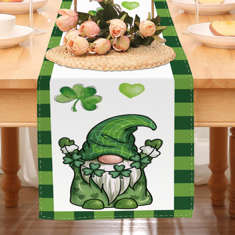 

Новая скатерть-дорожка Домашний декор Ирландский зеленый Счастливый клевер Декоративная скатерть-дорожка в американском стиле 183x33cm