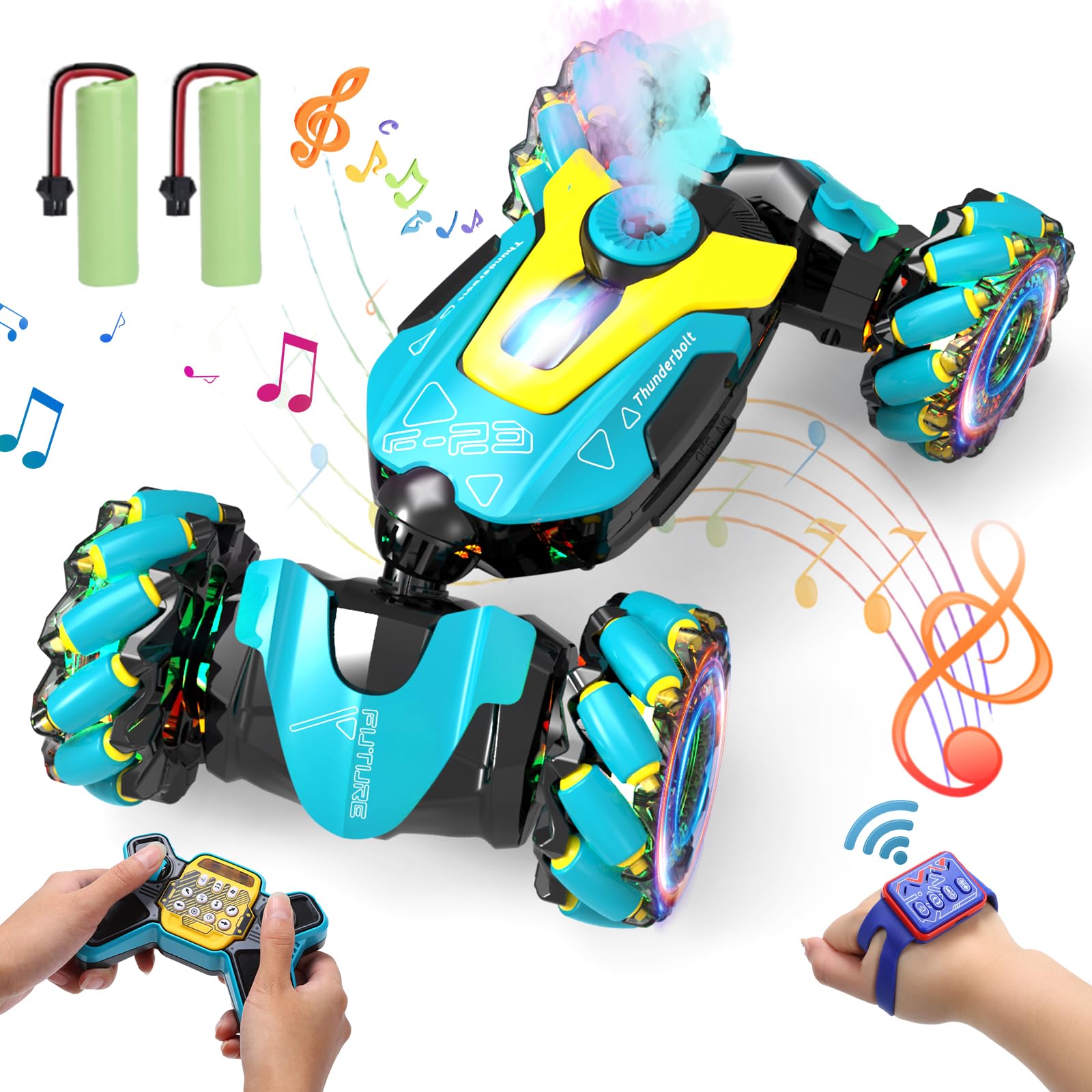 

DEERC RC Car for Kids, Off-Road Stunt Car, Remote Control Toy, 4-Wheel Drive, Two Control Methods, Programmable, 80 Minutes of Operation Time,