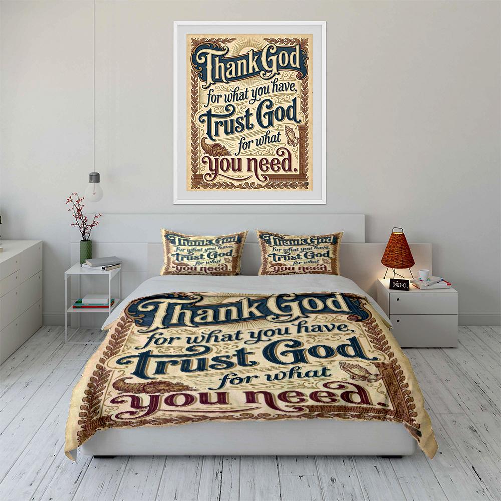 Thank God Trust God Inspirational Bedding Bedding set (1 duvet cover, 2 pillowcases, duvet not included)