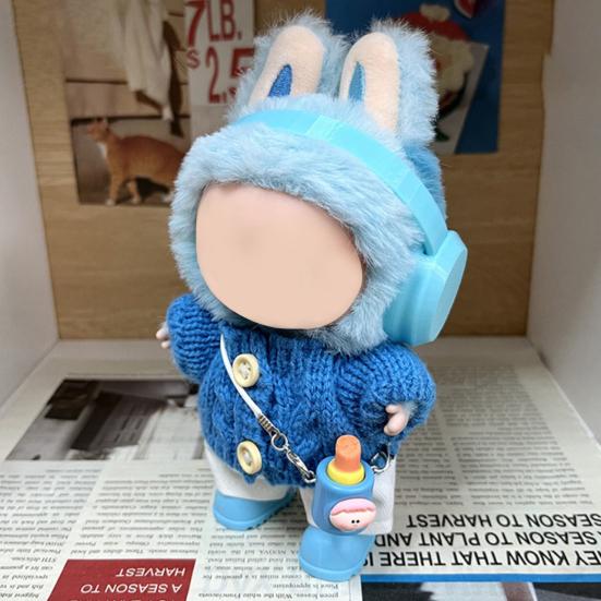 Doll Clothes Set Stylish Overalls Knitted Sweater Outfit for 15-17cm Dolls Fashionable Dress Up