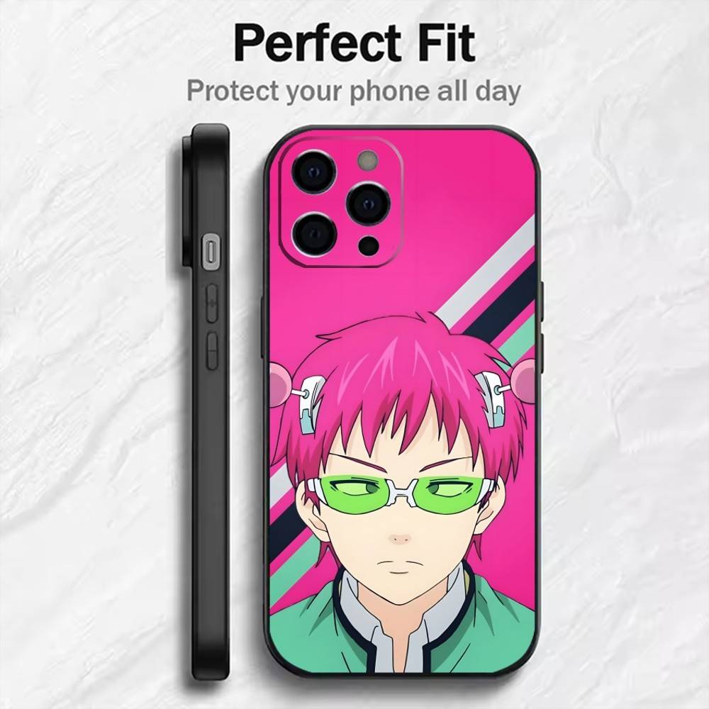 K-Kusuo S-Saiki From Anime The Disastrous Phone Case For iPhone17,16,15,14,13,12 Plus,Max Soft Silicone Black Cover