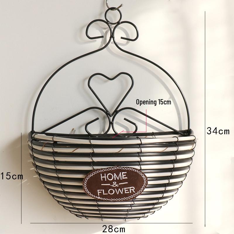 Hand-Woven Wall-Mounted Wicker Flower Basket Decoration