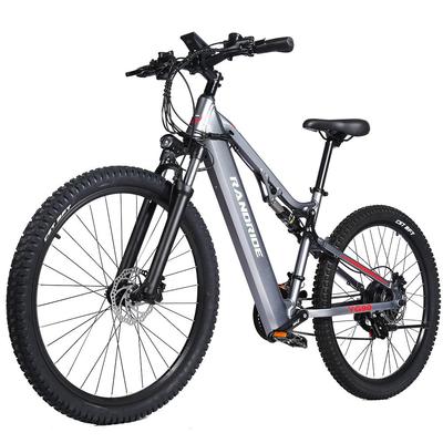 Electric Bike Randride 27.5" 1000W Motor 48V 17AH 21 Speed Full Suspension Ebike Top Speed 45Km/h Load 120Kg Grey YG90A