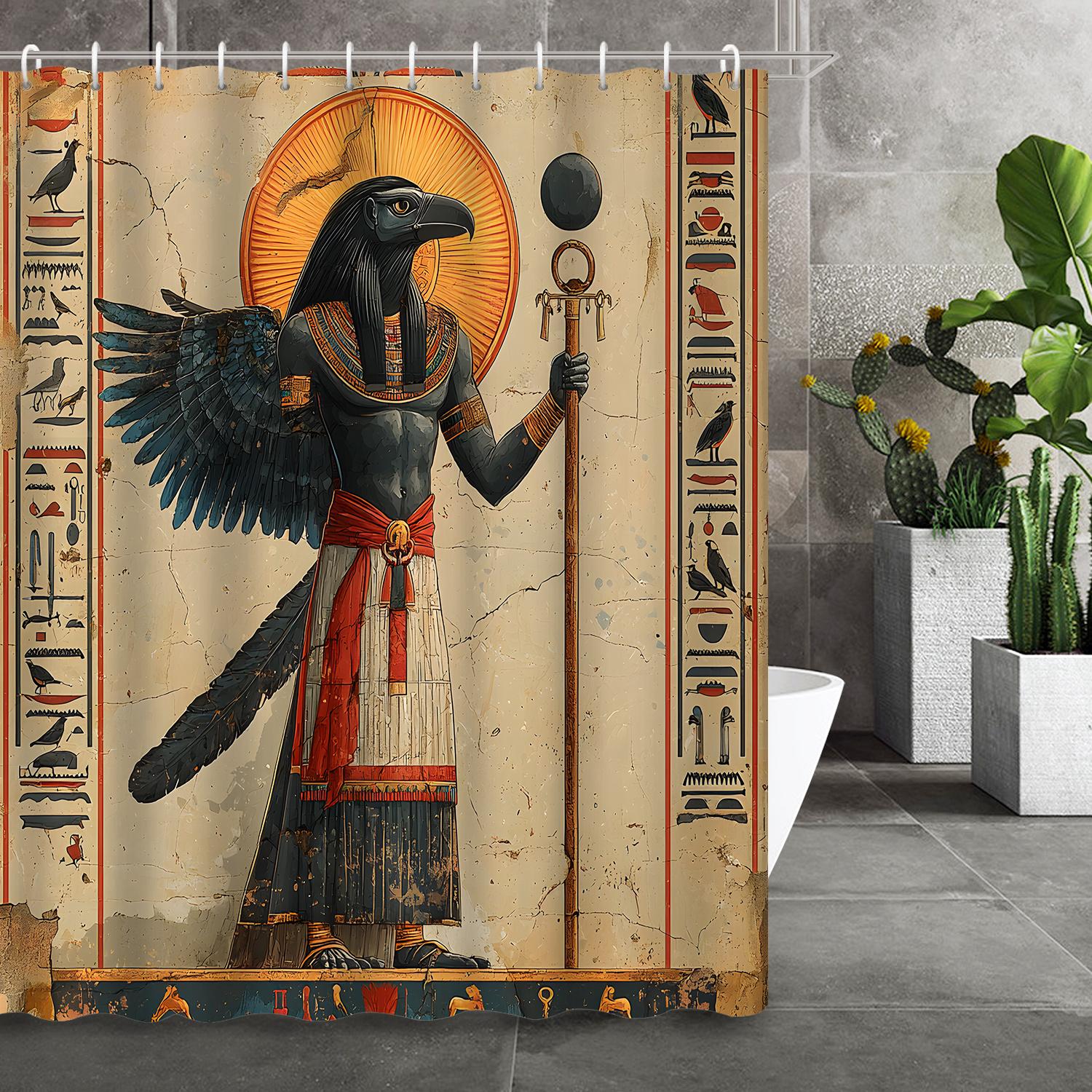 

Ancient Egyptian God Waterproof Shower Curtain For Modern Bathroom Decor, Stylish And Durable, Perfect For Home Use W60H190(CM)-1 Pcs