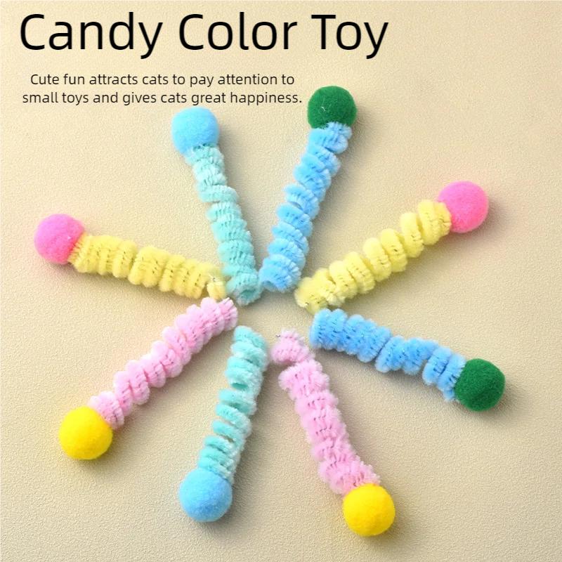 Candy Colored Twisty Stick Cat Teaser 4 Pack Feather Wand Toy Kitten Chew Play Chase Exercise Pet Supplies for Indoor Cats Kitty