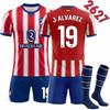 2627 Maglia a Righe del Club N.. 19 Alvarez 7 Li Gangren Atletico Madrid Completo da Calcio Casa