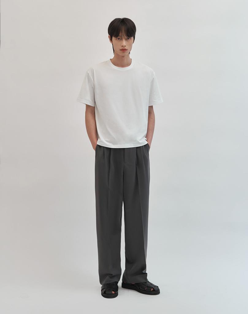 WORK ON BODY OFF [Summer] Mitis Semi-Wide Banding Slacks [Gray]