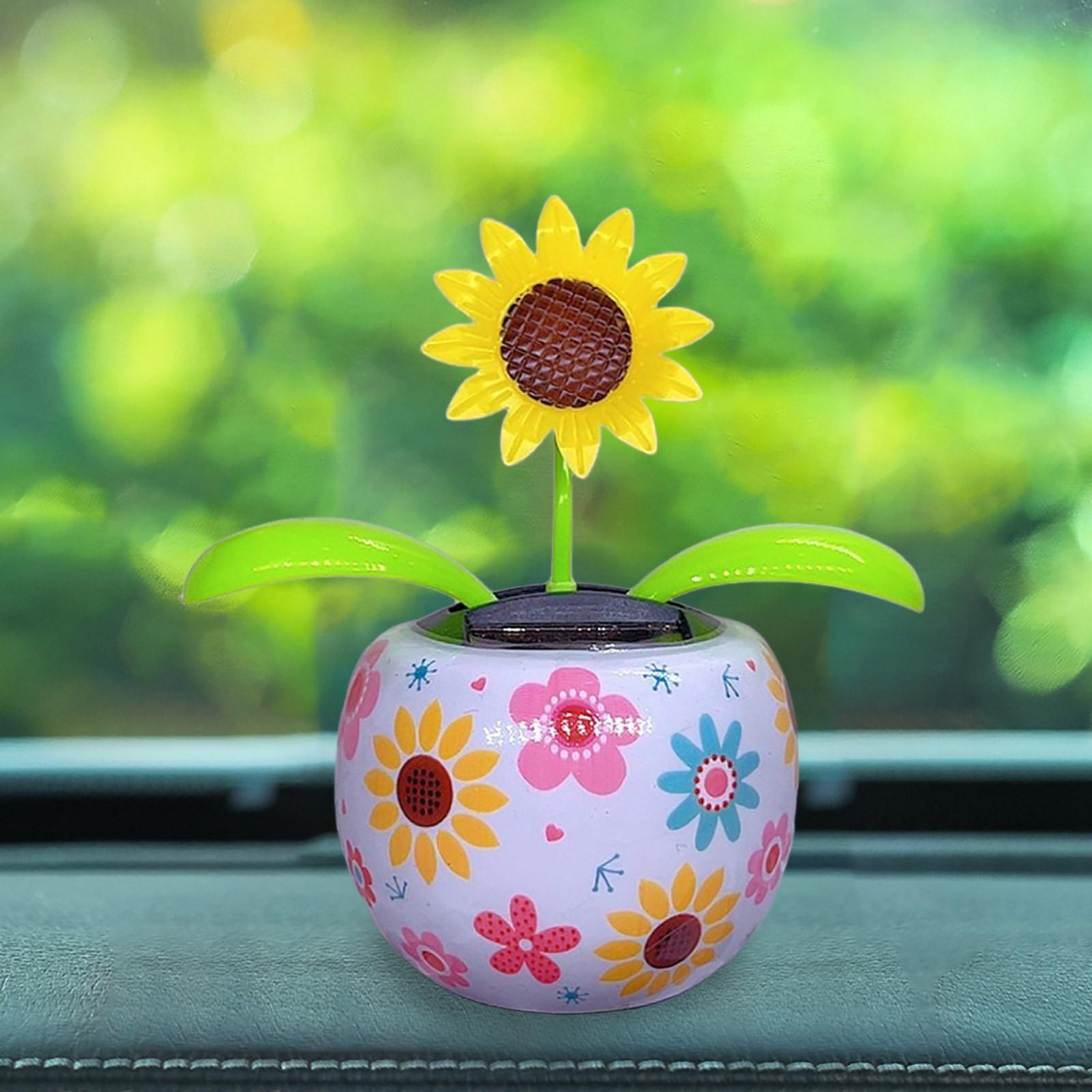 

Solar Flower Pot Ornaments Creative Bee Sunflower Ladybird Butterfly Dancing Decorations For Desk Window Car Interior Ornaments One Size