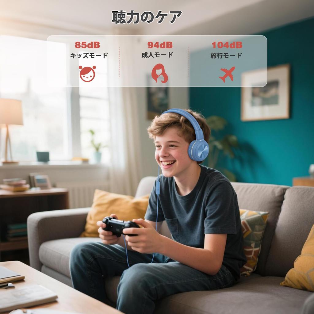 SIMOLIO Headphones with Hearing Foldable Adjustable Lightweight for Kids and BLUE 904B Kids' Protection, 3.5mm Connection, Design, Microphone, Size,