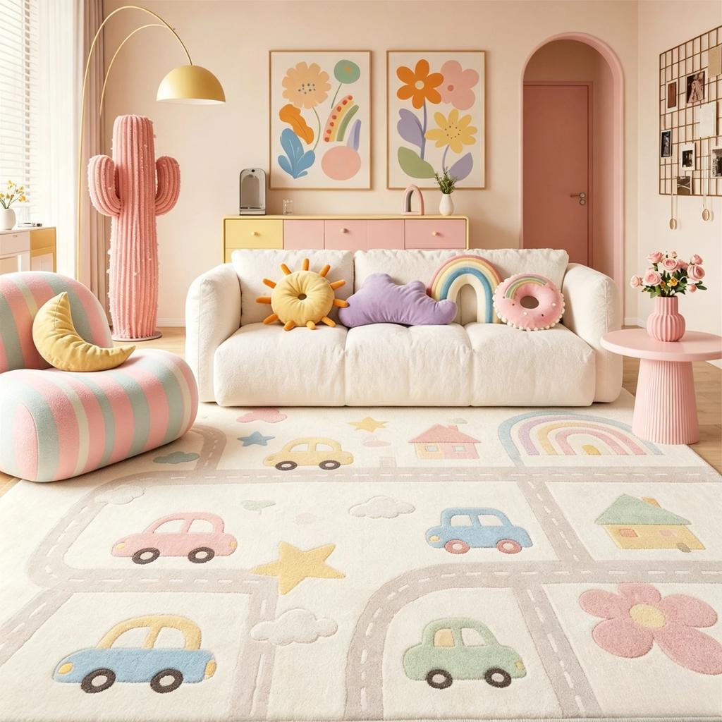 Cream Style Bedroom Decor Plush Carpet Large Area Carpets for Living Room Home Fluffy Soft Floor Mat Thicken Lounge Washable Rug