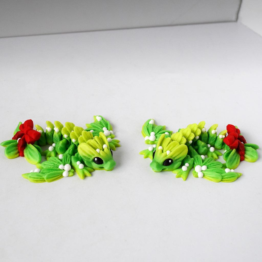 Cute Green Leaves Flying Dragon 3D Printed Toys Joints Free Movable Simulation Green Animal Dragon Model Home Decor Holiday Gift