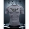 Mens White Compression Short Sleeve T-Shirt Black Tribal Wing Graphic Quick Dry Breathable High Elasticity Gym And Running Athletic Top