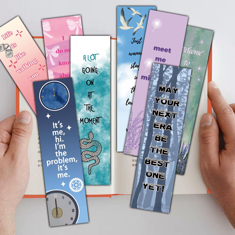 30PCS lyric Bookmarks Aesthetic Modern Funny Laptop Luggage Cartoon Landscape Decorative Office Creative Stationary Bookmark