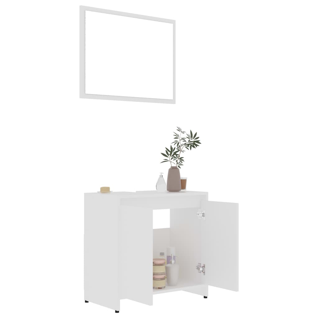 4 Piece Bathroom Furniture Set White Particleboard