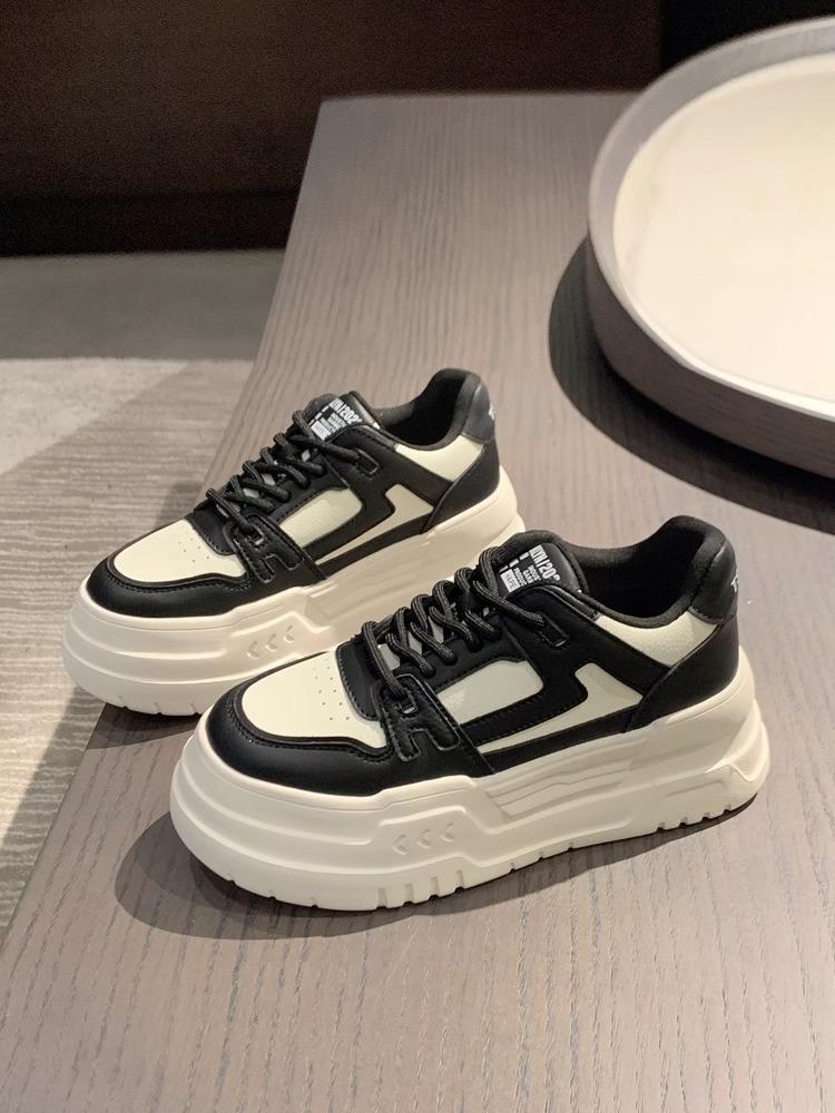 Casual little white shoes women's 2025 spring new thick-soled inner height increase leather sports board shoes women's small muffin bottom