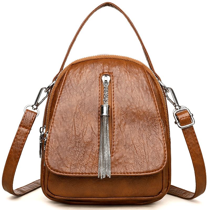 Versatile soft leather portable shoulder messenger bag change bag