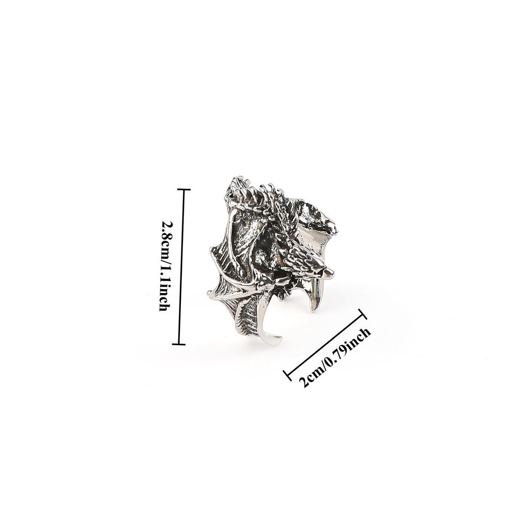 Retro Vliegende Draak Open Ring Mannen Drakenjaar Dominerende Wijsvinger Ring Niche Accessoires