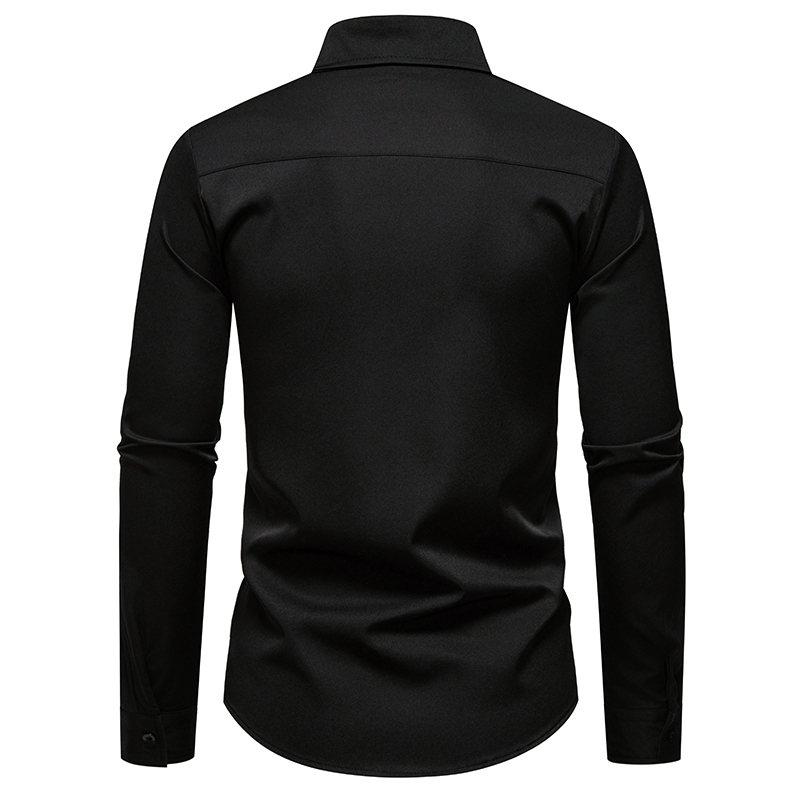 Autumn Fashion Men's Embroidered Design Long Sleeve Shirt High Quality Vintage Luxury Male Casual Social Wedding Party Business