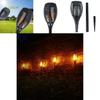 Elegant Solar Flame Torch Light With 12 Led Amber Glow Perfect For Outdoor Garden Decor