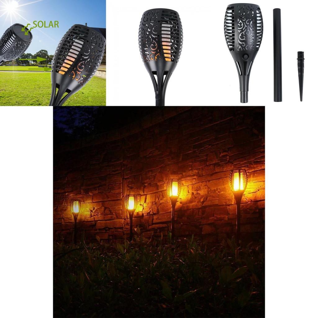 Elegant Solar Flame Torch Light With 12 Led Amber Glow Perfect For Outdoor Garden Decor